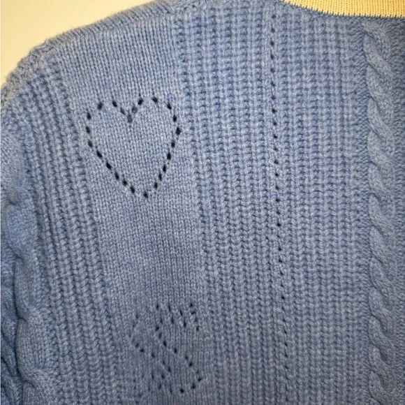 Sandro Blue Wool Erwan Pointelle Knit Women's Cardigan Sweater - Picture 9 of 11